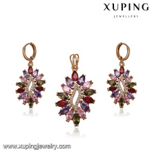 64216 Xuping mulher jóias nova chegada top quality piercing colorido conjunto de jóias de ouro